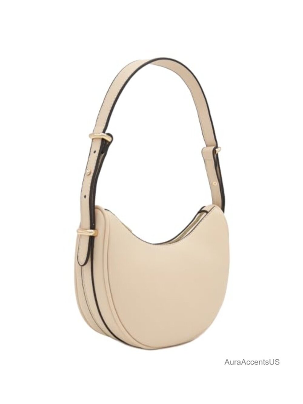 Small Crescent Smooth Faux Leather Underarm Shoulder Bag Adjustable Strap